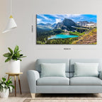 Mountain Canvas Wall Art Teal Saint Mary Lake Landscape Wall Decor Glacier National Park Canvas Poster Modern Nature Scenic Painting Artwork for Living Room Bedroom Office Home Decorations 24x48"
