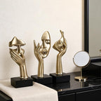 3 Pcs Thinker Large Statue Set - Black Glod Art Abstract Home Accent Figurines for Living Room, Bedroom, Shelves, Office Desktop, Coffee Table Decor, Gift for Women (3 Pcs Black Glod, 9")