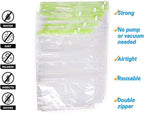 The Chestnut 8 Travel Space Saver Bags - No Vacuum or Pump - for Clothes - Reusable - Luggage Compression - Set of 4 L and 4 M Sacks - Transparent