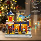 WONDER GARDEN Christmas Village Houses-Christmas Houses Village - Lighted Musical Police Station Collectible Buildings with Moving Car and Helicopter for Home Indoor Decor or Gift