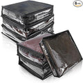 Clear Zippered Storage Bags Plastic Sweater Storage Bags with Zipper 6 Packs Clothing Organizer for Blankets Linen Sweater Bed Sheet Quilt Clothes Pillow (15.7 x 13.8 x 3.9 Inch, Black)