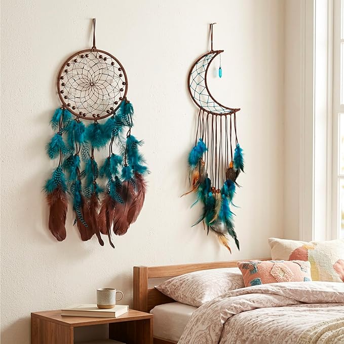 2 Pack Dream Catchers Kit, Dream Catcher for Everyone Iron Dream Catcher Kit, Handcrafted Home Decor, Bedroom Wall Hanging, Cultural Room Accent