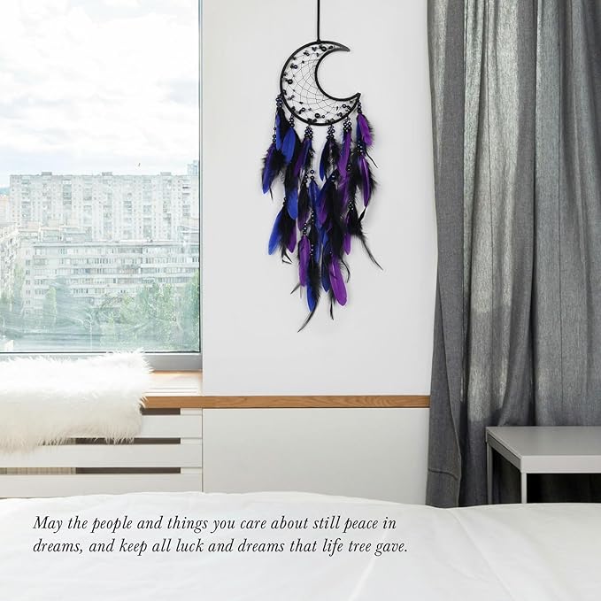 Pretty Jolly Moon Dream Catchers Wall Decor with Crystals Crescent Handmade Dream Catcher Pink Grey Feathers Dreamcatchers Wall Hanging for Girls Bedroom Wedding Wish Blessing Gift