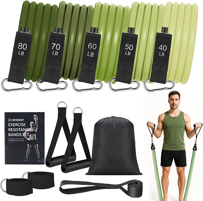 Exercise Resistance Bands with Handles for Working Out, 150/200/250/300 Lbs Workout Bands Set with Door Anchor for Physical Therapy, Yoga, Pilates