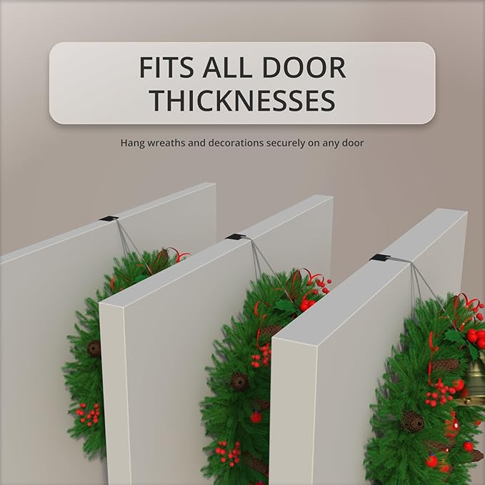 Black No Drilling Required - Universal Wreath Holder for Decorations | Invisible Hook with High-Tech Technology for Door Wreaths & Seasonal Decorations - Hanging Hook for Easy Installation