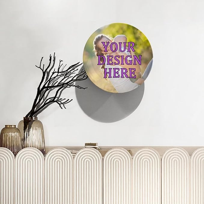 Personalization Decorative Plates, 10inch, Custom Photo Text Round Display Plate, Table Top Plate Decor with Stand, for Wall Hanging Living Room Bathroom Decor Gift