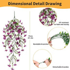 Artificial Hanging Flowers for Outdoors, 6 Pcs Fake Plant for Spring Summer Decoration, UV Resistant Realistic Silk Faux Flowers Outside Indoor Planter Porch Patio Balcony Yard Decor