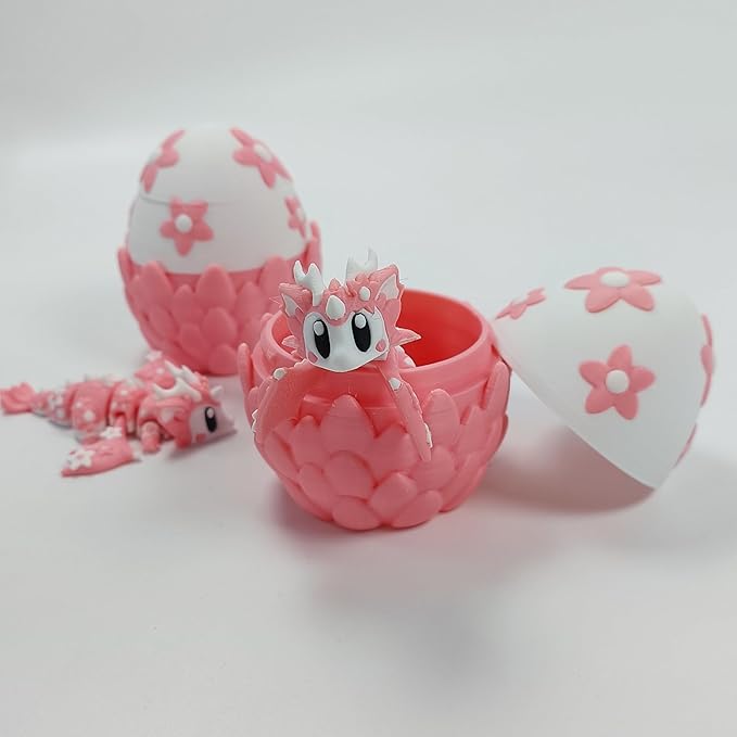Enchanted 3D Egg with Miniature Inside - Handcrafted Printed Collectible | Fantasy Decor & Gift (Cherry Blossom Dragon & Egg (Box))