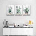 MHARTK66 Canvas Wall Art For Bedroom Living Room Canvas Prints Artwork Bathroom Wall Decor Green Plants Painting 16" X 24" 3 Pieces Modern Framed Ready To Hang Office Home Decorations