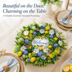 Spring Summer Wreaths for Front Door 24 Inch,Summer Wreath with Artificial Lemon,Daisy,Hydrangea & Lotus Pods,Door Wreath for Indoor Outdoor Farmhouse Home Decor