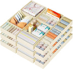 DIMJ Drawer Organizer Clothes, 26 Pack Dresser Organizer, Foldable Closet Organizers and Storage, Fabric Dresser Bins, Drawer Dividers for Nursery, Baby Clothes, Underwears, Sock (Beige)