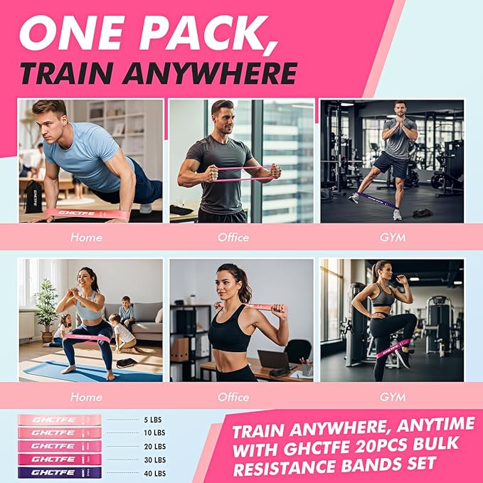 20PCS Resistance Bands Bulk Set for Trainers, Small Groups & Fitness Classes, Mini Bands for Glutes, Legs, and Core Workouts, Loop Exercise Bands with Storage Bag, Gift for Workout Buddies