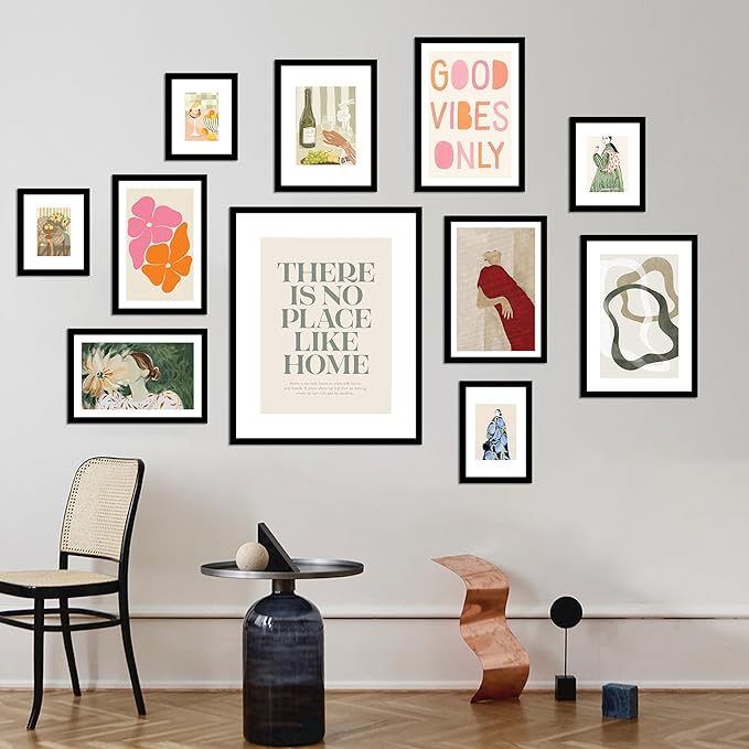8x12 Picture Frame 3 Pack - Black Poster Frame Display Pictures 6x8 with Mat or 8 x 12 Without Mat for Wall Hanging Horizontal and Vertical