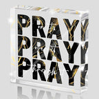 Black Gold Desk Decorations for Office, Ideal Christian Gifts for Women - Pray On It,Pray Over It - Bible Verse Desk Art, Inspirational Decor, Dorm Room Decor for Women, 4 x 4 inches(Black Gold)