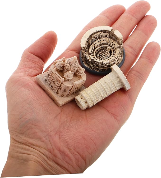 1Set Miniature Landmark Model Famous Building Decor for Office Home Includes Colosseum Taj Mahal Leaning Tower Detailed Micro Scene Accessories for Stylish Decor
