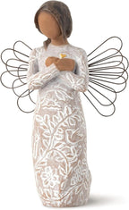 Willow Tree Remembrance (Darker Skin) Angel, Memories, Hold Each Safely in Your Heart, Carved with Symbols to Remind us of Loved Ones, Gift of Support and Sympathy, Sculpted Hand-Painted Figure