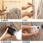 Hanging Vacuum Storage Bags, 4 Pack Hanging Storage Bags for Clothes With Electric Pump, Vacuum Sealed for Suits, Dress, Jackets (4 Long)