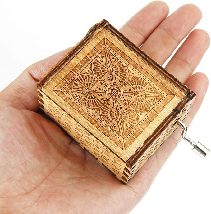 Huntmic Wooden Hand Crank Rainbow Music Box, Classic Vintage Wood Handmade Over the Rainbow Musical Boxes Best Gift for Kids,Friends (Over the Rainbow)