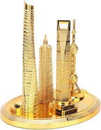 Keenso Shanghai Building Collection Model Reflective Bronze and Gold Vintage Trend Friends Big (Gold-Small)