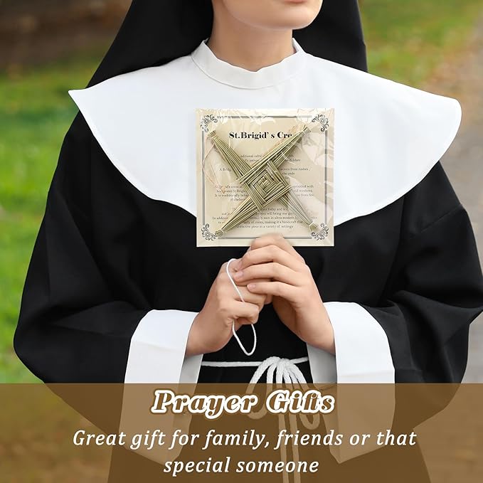 Bucherry St. Brigid's Wall Cross Decor Irish Gift Cross with History Card for Irish Blessing Gift for Celtic Imbolc Decor(Classic Style,8 in,Green)