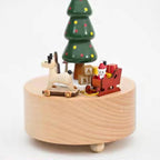 Natural Solid Wood Handcrafted Beech Wooden, Musical FigureTotoro/Carousel/Fairy/Ballerina Figurine,Rotating Hand Crank Mechanism Music Box,Musical Decorations (Christmas Tree and Carriage)