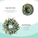 22 inch Summer Wreath White Spiny Ball Green Leaf Green Wreath Summer Front Door Hallway Window Decoration Wedding Party Decoration