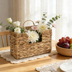 Hanging Magazine Basket for Mail Book File - Woven Wall Magazine Holder Storage for bathroom Kitchen Office - Water Hyacinth Farmhouse Storage