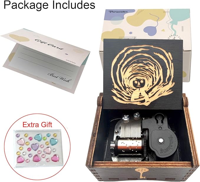 Pursuestar Wind Up Music Box - Dreaming, Vintage Engraved Wood Mechanism Musical Gifts for Mother's Day Valentine's Day Anniversary Christmas Thanksgiving