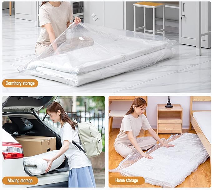 2 PCS Mattress Vacuum Bag, 86.7x39.4 inches Space Saver vacuum Storage Bags,Oversized Vacuum bags, MattressBag Vacuum Sealer Bag for Memory Foam Mattress Moving Shipping Storage