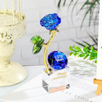 YWHL 65th Wedding Anniversary Rose Gifts for Parents Grandparents, 65 Years Happy for Couples, Crystal Rose Figurine with Blue Diamond, Romantic Valentines Day Present for Her Him