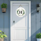 Monogram Letter H Wreaths for Front Door Wreath Wooden Welcome Sign for Front Door Decor Floral Family Last Name Initial House Warming Spring Summer Porch Rustic Wall Home Kitchen Boho Decorations