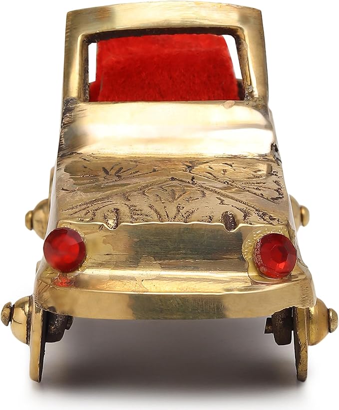 NAMS Brass Vintage Car Showpiece Antique Classic Convertible Figurine Red Seat for Home Decor, Office Desk, Living Room Decoration Traditional Collectible Display Showcase Unique Gift Item (9x5x4 cm)