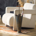 Vintage Metal Umbrella Stand, Antique Crown-Shaped Top, 30.7 Inch Tall, Decorative Rustic Farmhouse Freestanding Entryway, Hallway & Office
