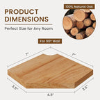 Fun Memories Corner Shelf Wall Mount, Solid Oak Wood Floating Corner Shelves with Cable Hole, 7in Rustic Design for Bedroom, Bathroom, Kitchen, Living Room (Natural, 1 Pack)