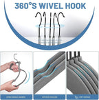 HOUSE DAY Grey Velvet Hangers 60 Pack, Non Slip Felt Hangers, Heavy Duty Velvet Clothes Hanger, Ultra Slim Hanger Space Saving, Perfect for Shirt, Suits, Pants