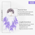 Pretty Jolly Fairy Purple Tree of Life Dream Catcher Wall Decor with Healing Crystal Stone Handmade Feather Dream Catchers Decoration Wall Hanging Ornaments for Bedroom Wedding Party Home Decor-25.6"