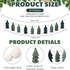 Hahafelt Boho Christmas Green Tassel Garland 6.56ft Christmas Tree Yarn Banner with Wood Beads Sage Green Wall Hanging Decor for Cottage Mantel Bedroom Nursery Baby Shower Playroom Decors