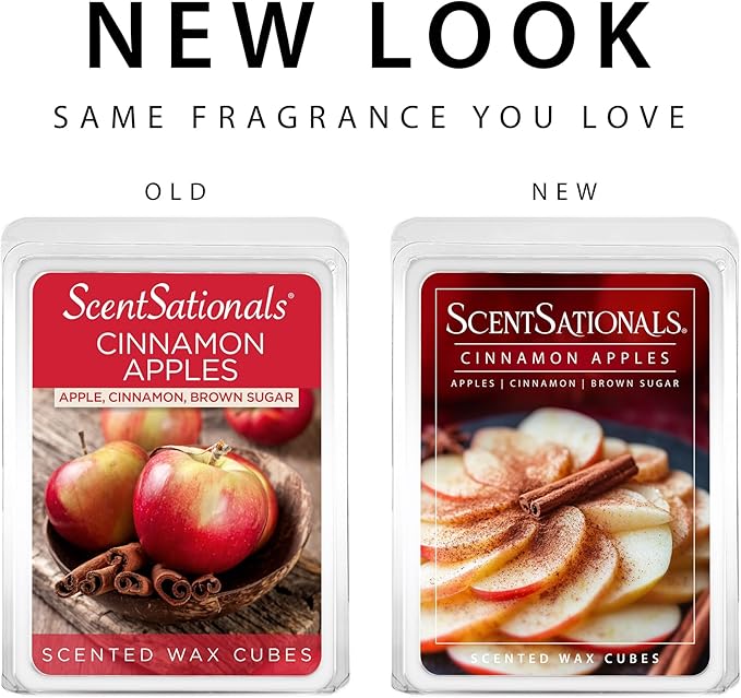 ScentSationals Cinnamon Apples Scented Wax Melts - Apple, Cinnamon, & Brown Sugar, 10oz (24 Cubes)