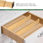 4 Pack Bamboo Drawer Dividers 2.6" High, Adjustable Length from 12 Inch to 17 Inch, Expandable Kitchen Drawer Organizer Separators for Clothes, Kitchen, Bedroom, Dresser, Office (Beige)