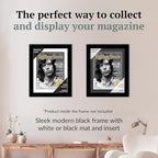 Creative Picture Frames 12 x 14 Magazine Frame with Full-Strength Glass, Holds Up To A 1/4" Thick Media with Installed Hangers for Easy Mounting, 14x16 Black Frame with White Mat