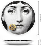 Lina Cavalieri Plate, Wall Decorative Plate, Mysterious Face Plate Wall Hanging Decoration,Including Bracket And Special Spring HooK, (Style-1, 8inch)
