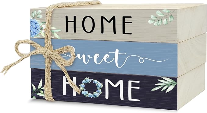Mini Decorative Books For Home Decor, Small Wood Book Stack For Table Decor, Home Sweet Home decoration Books For Living Room Bookshelf, Farmhouse Stacked Books decoration（L51)