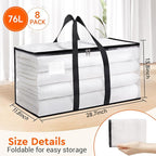 BlissTotes Moving Bags, 76L 8-Pack Storage Bags, Moving Box Heavy Duty Extra Large, Moving Totes with Zipper, Reinforced Handles Boxes for Packaging Moving, Decorative Wreath Storage