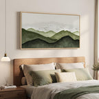 Large Framed Sage Green Abstract Wall Art for Living Room, Minimalist Modern Painting Print Canvas Artwork for Walls, Horizontal Abstract Wall Decor for Bedroom Home Office, 30x60 Inch
