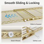 VIPEK X3 Expandable Heavy Duty Clothes Rack Adjustable from 5'2" to 8' with Adjustable Shelves and Hanger Rods, Large Freestanding Clothing Racks Reach-in & Walk-in Closet, Max Load 1210LBS, Gold
