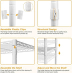 H5C Clothes Rack with Cover, Portable Closet for Hanging Clothes, Covered Clothing Racks Heavy Duty, Freestanding Garment Racks with Shelves Max Load 360LBS White Closet Rack with White Cover