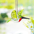 Hummingbird Stained Glass Ornaments Hand Blown Glass Bird Animal Collectible Decorative Hanging Hummingbird Suncatcher for Tree Window Garden