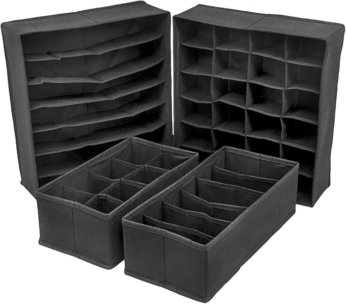 Sorbus® Set of 4 Foldable Drawer Dividers, Storage Boxes, Closet Organizers, Under Bed Organizer (Black)