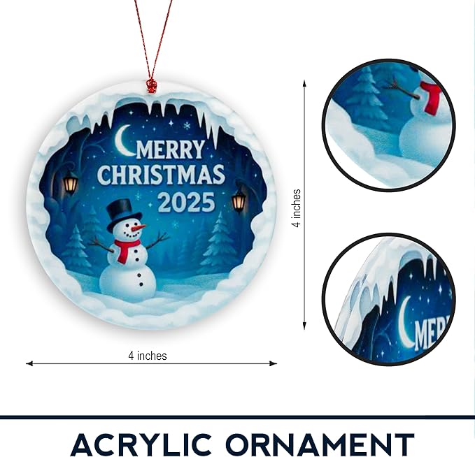 Merry Christmas Ornaments, Snowman Charm, Holiday Joy, Ornaments Decorations, Lovely Snowman Ornament Hanging Decor for Tree, Car, Home, White Elephant Gifts, Christmas Decorations