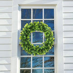 U'Artlines 17" Spring Summer Wreath for Door Green Boxwood Wreath Greenery Hanging Garland for Home Wedding Wall Window Decoration(01)